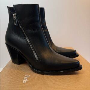Christian Louboutin Santiazip 65 Leather Ankle Boots – Black, Size 7